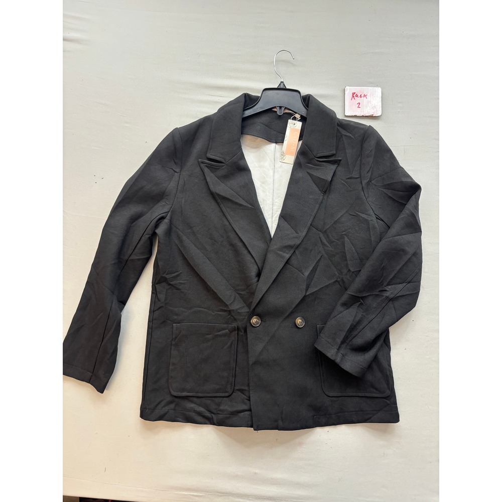 C+D+M Collection Womens Black Double Breasted Blazer Jacket Size Large NWT